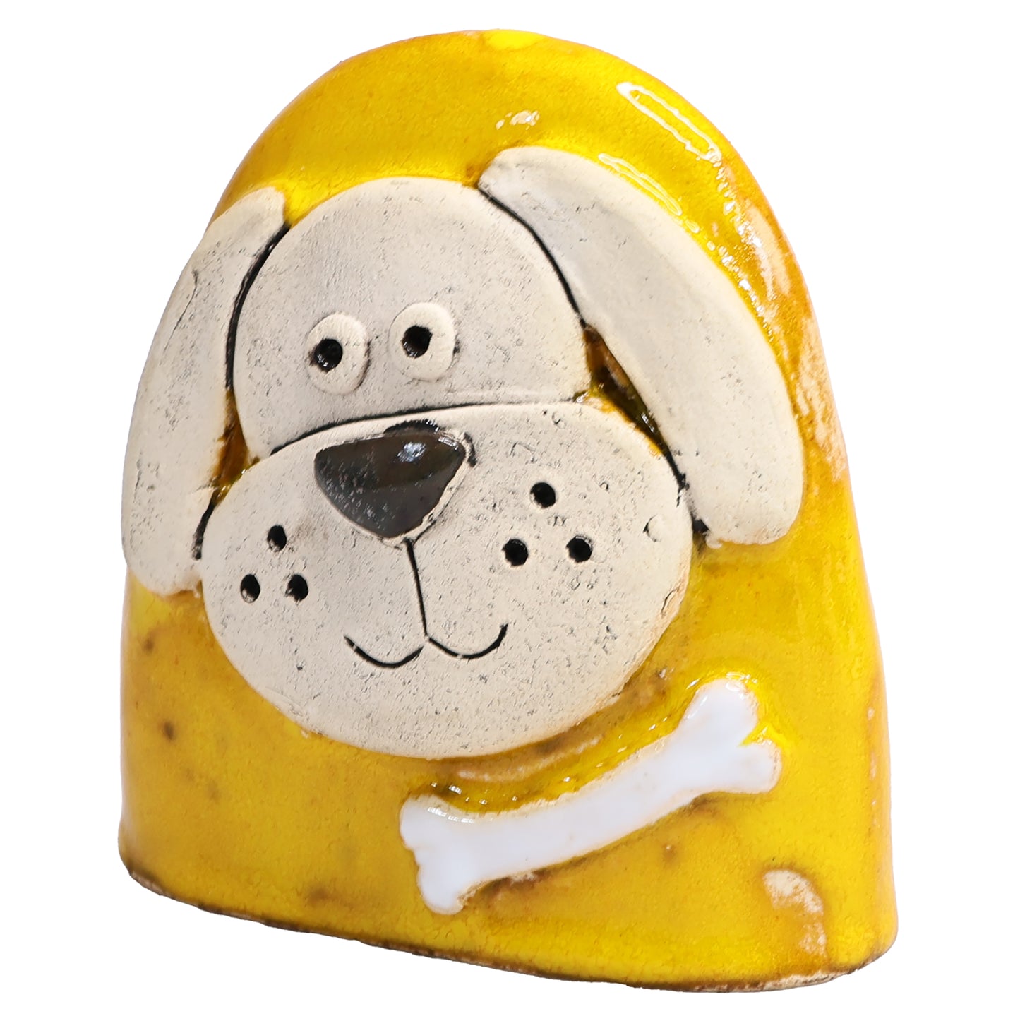 Charming Character of Handmade Ceramic Dog with Bone