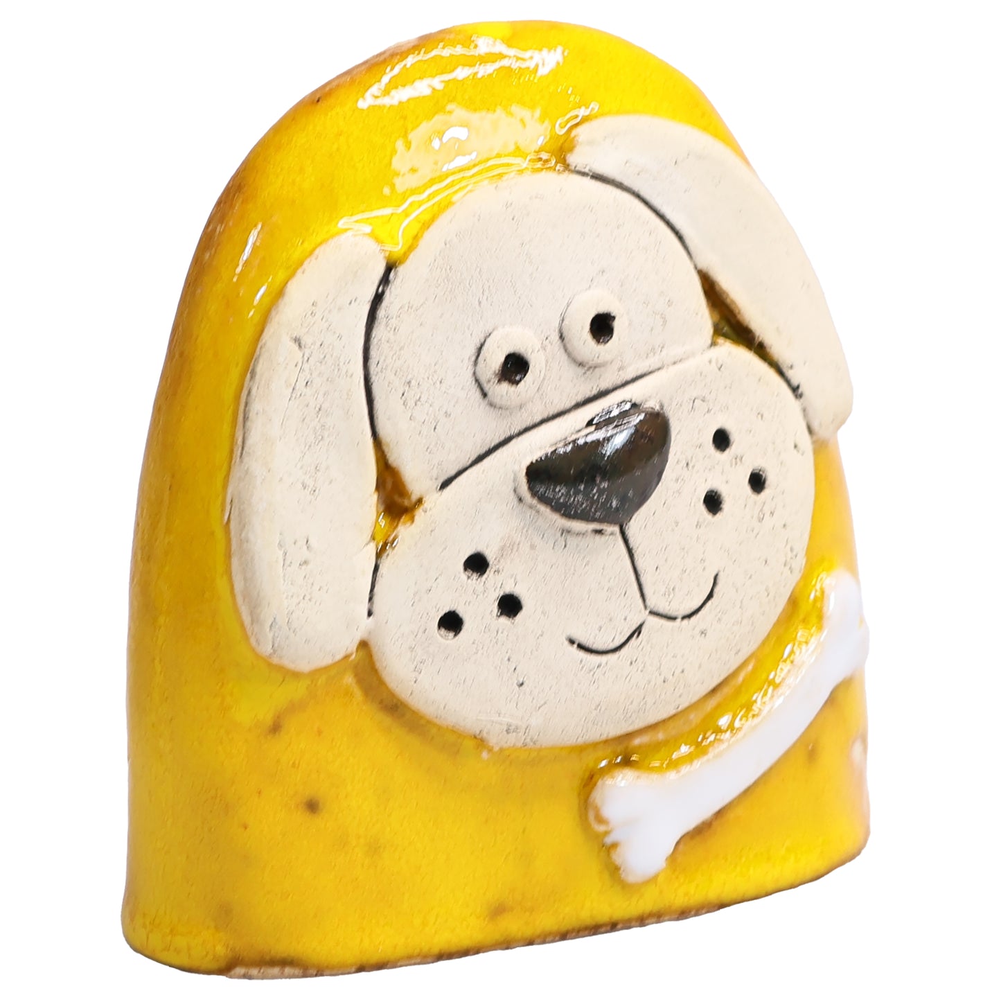 Charming Character of Handmade Ceramic Dog with Bone
