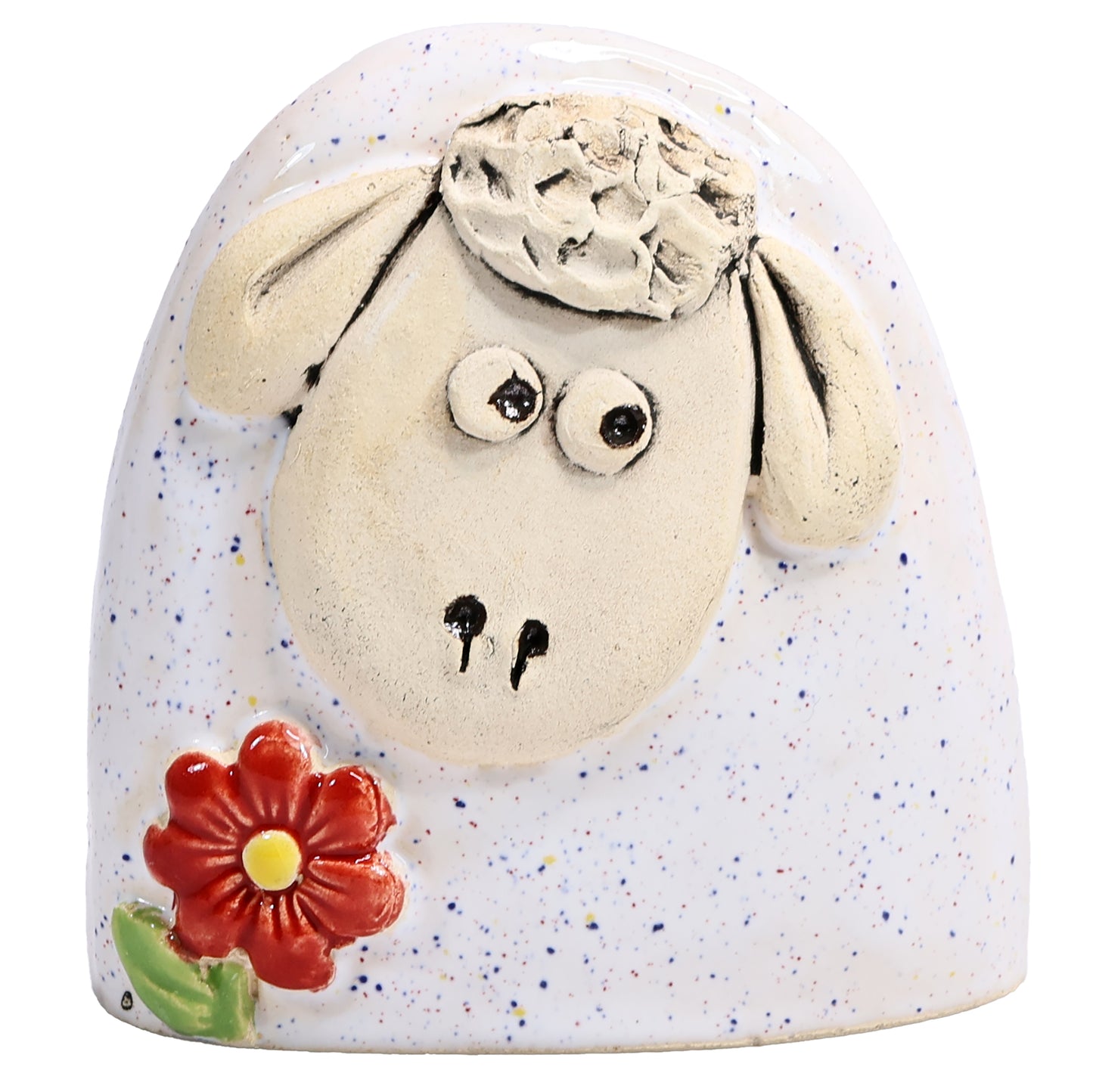 Charming Character of Handmade Ceramic Sheep with Flower