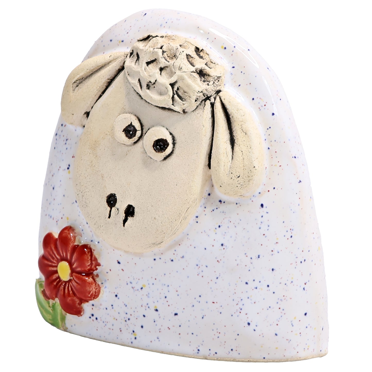 Charming Character of Handmade Ceramic Sheep with Flower