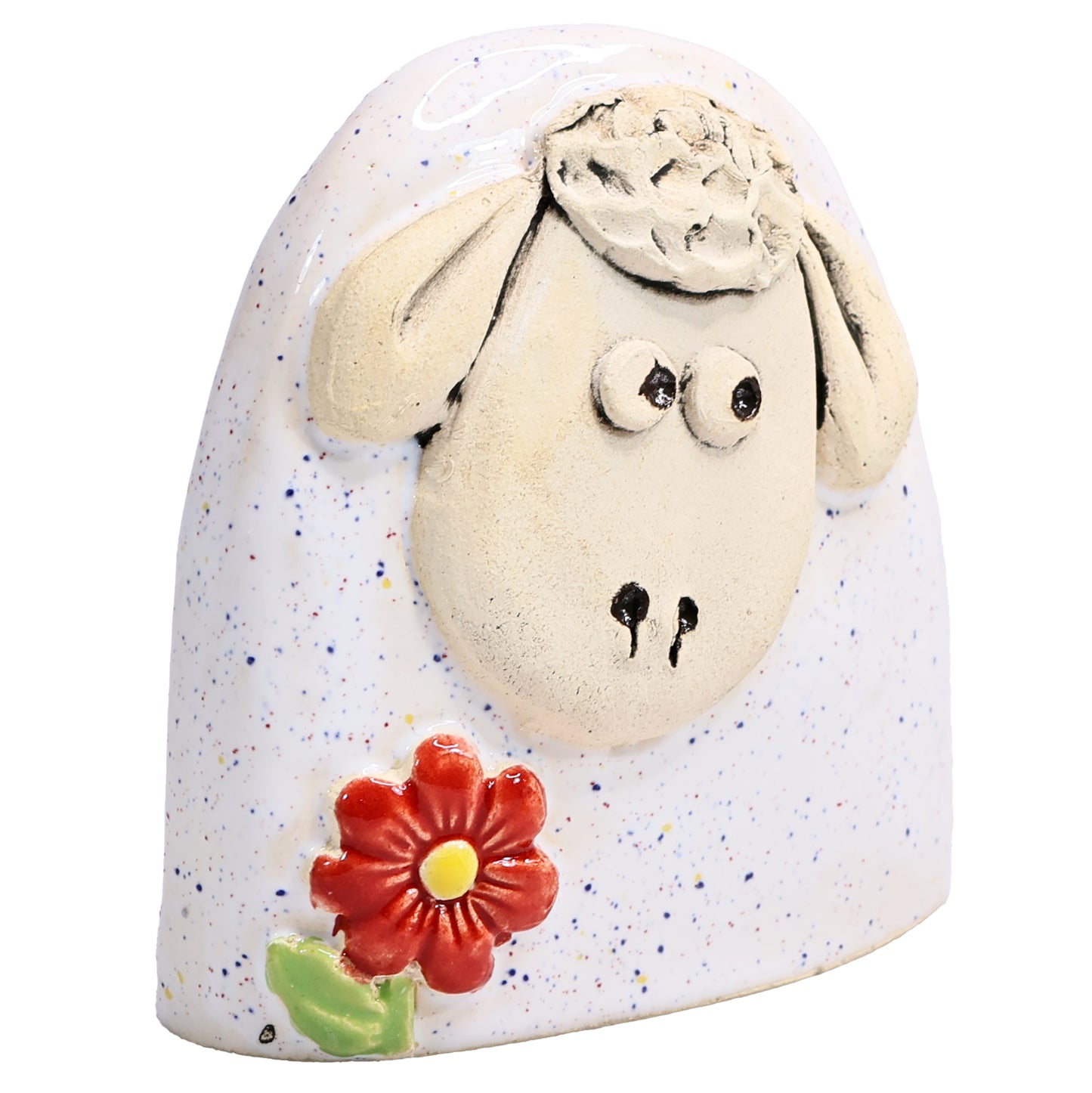 Charming Character of Handmade Ceramic Sheep with Flower