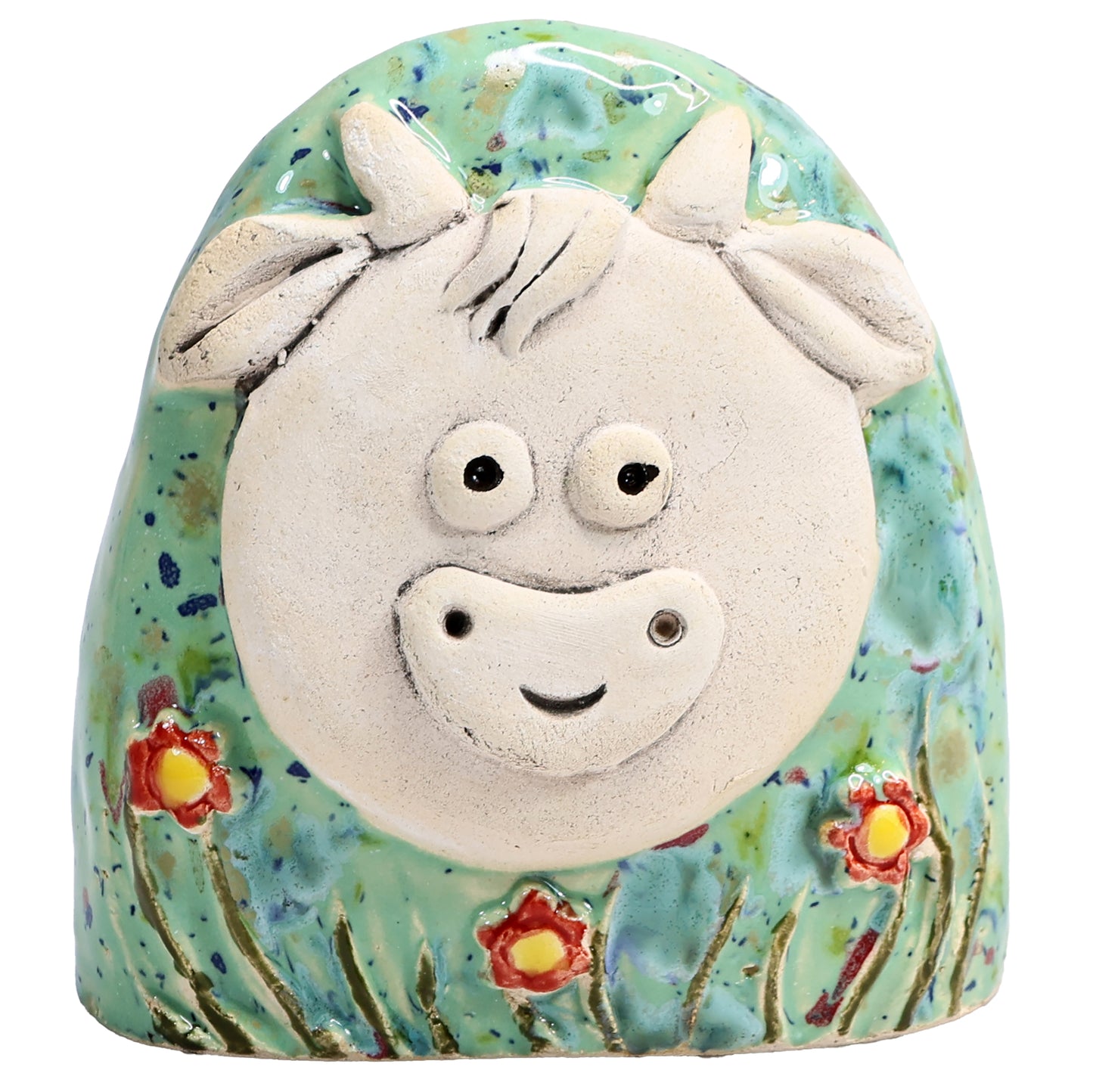 Charming Character of Handmade Highland Cow with Flowers