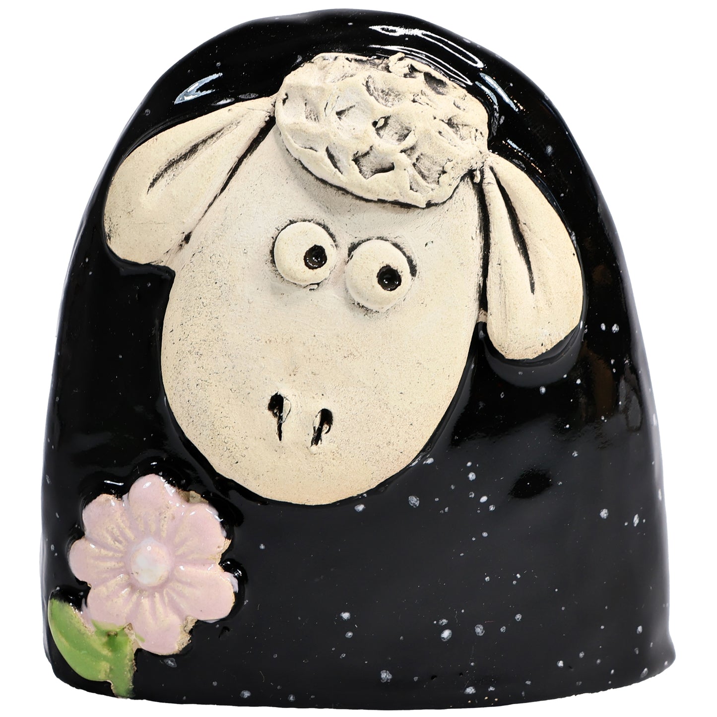 Charming Character of Handmade Ceramic Sheep with Flower