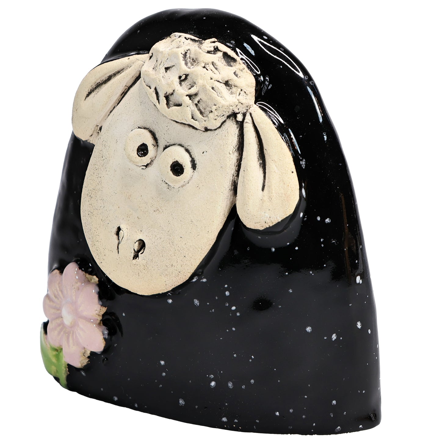 Charming Character of Handmade Ceramic Sheep with Flower