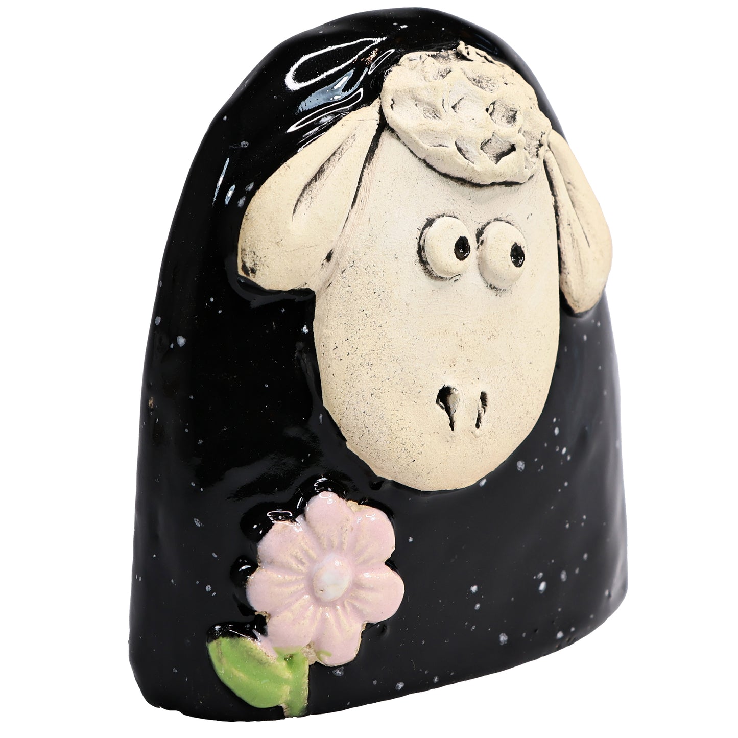 Charming Character of Handmade Ceramic Sheep with Flower