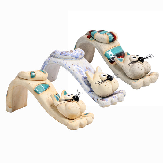 Handmade Bendy Cat with Ceramic Tail in Various Colours