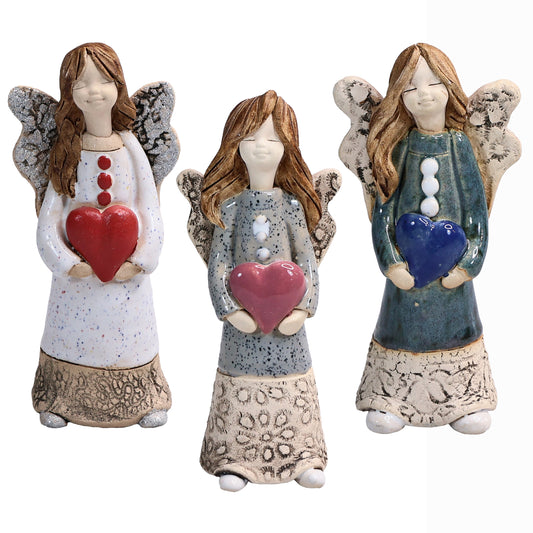 Handmade Ceramic Celebration Angel Holding Heart