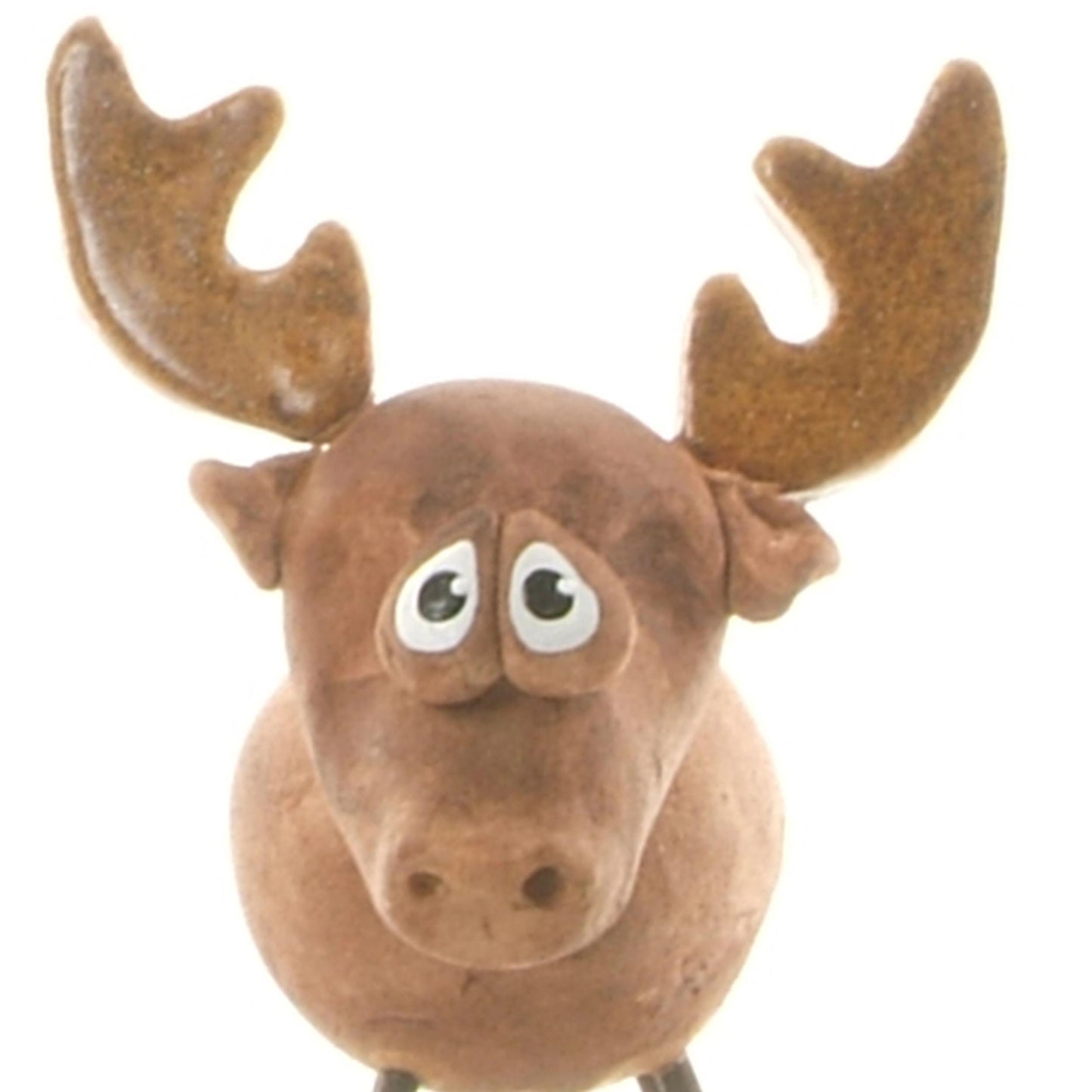 Handmade Brown Ceramic Wire Leg Stag with Ceramic Antlers