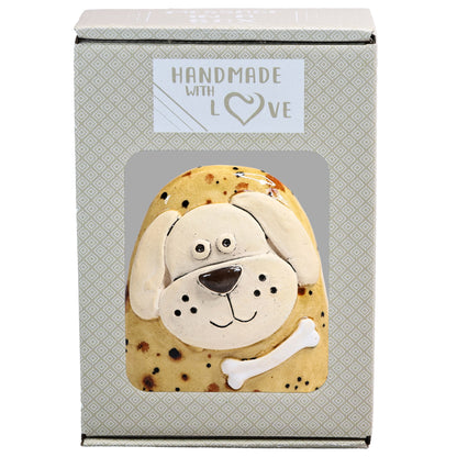 Charming Character of Handmade Ceramic Dog with Bone