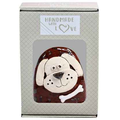 Charming Character of Handmade Ceramic Dog with Bone