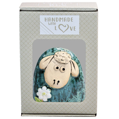 Charming Character of Handmade Ceramic Sheep with Flower