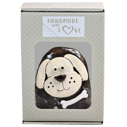 Charming Character of Handmade Ceramic Dog with Bone