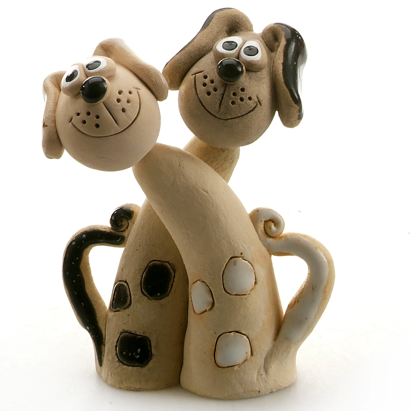 Handmade Ceramic White & Black Spotty Dog Pair