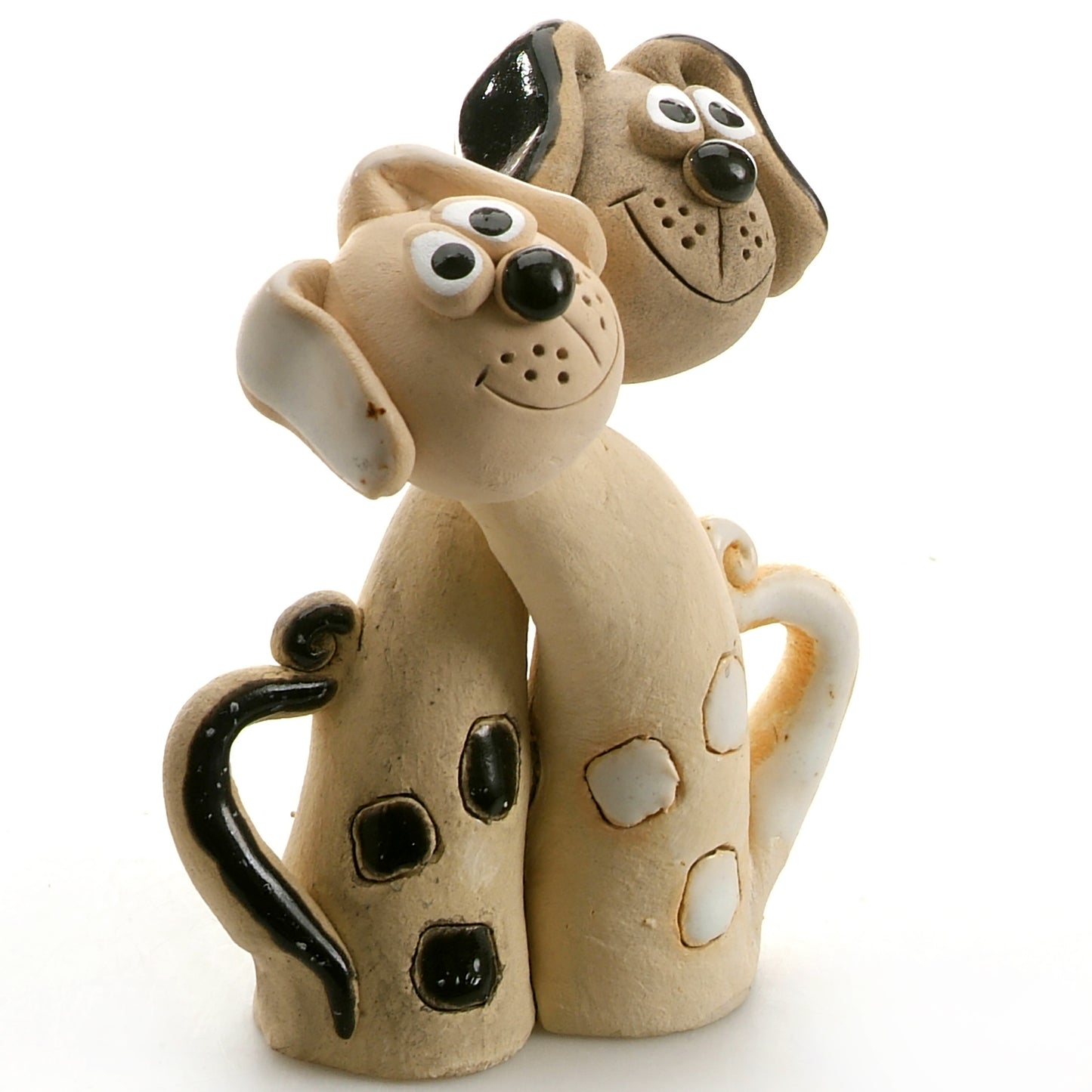 Handmade Ceramic White & Black Spotty Dog Pair