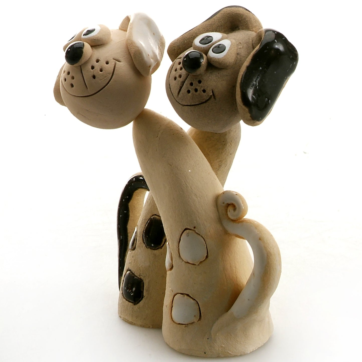 Handmade Ceramic White & Black Spotty Dog Pair