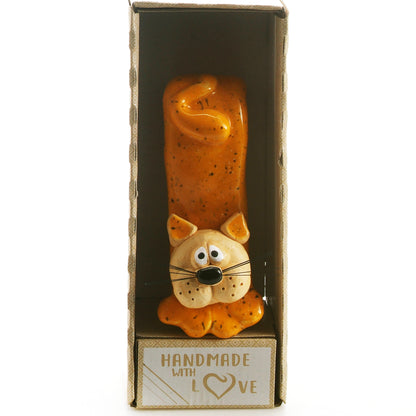 Handmade Bendy Cat with Ceramic Tail in Various Colours