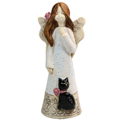 Handmade Ceramic Angel with Cat in Various Colours