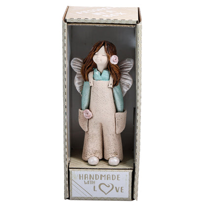 Handmade Rustic Natural Beige Ceramic Angel Gardener
