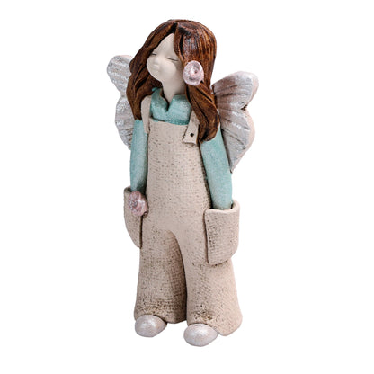 Handmade Rustic Natural Beige Ceramic Angel Gardener