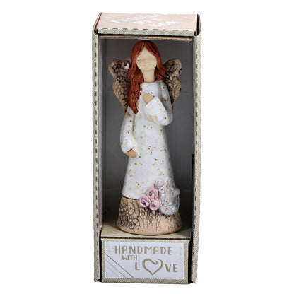 Handmade Ceramic Celebration Angel with Lucky Horseshoe