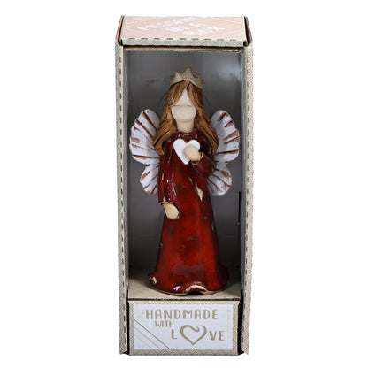 Handmade Ceramic Birthday Angels with Heart and Crown