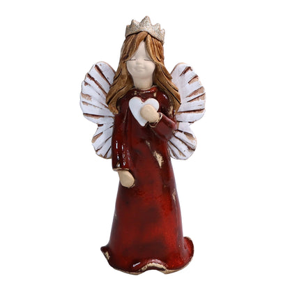 Handmade Ceramic Birthday Angels with Heart and Crown
