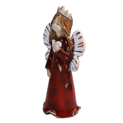 Handmade Ceramic Birthday Angels with Heart and Crown