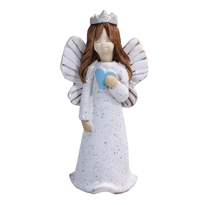 Handmade Ceramic Birthday Angels with Heart and Crown