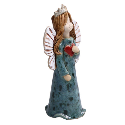 Handmade Ceramic Birthday Angels with Heart and Crown