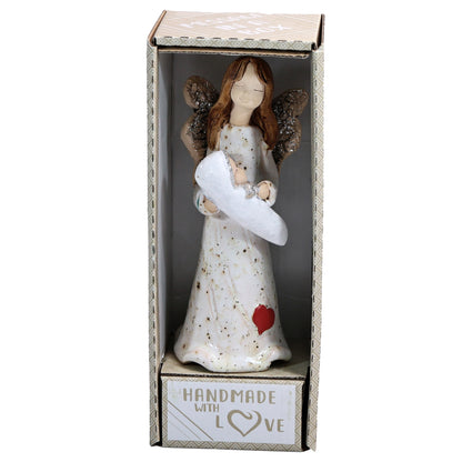 Handmade Ceramic Angel with Baby in White