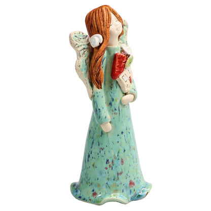 Handmade Ceramic Angel Holding Mini House