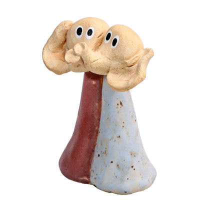 Adorable Elephant Couple Pink & Grey Ceramic Figurine
