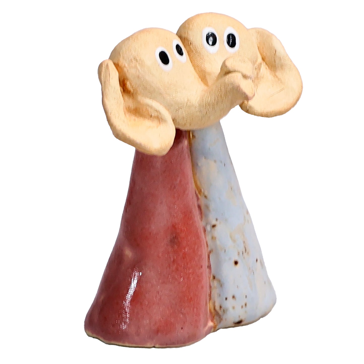 Adorable Elephant Couple Pink & Grey Ceramic Figurine