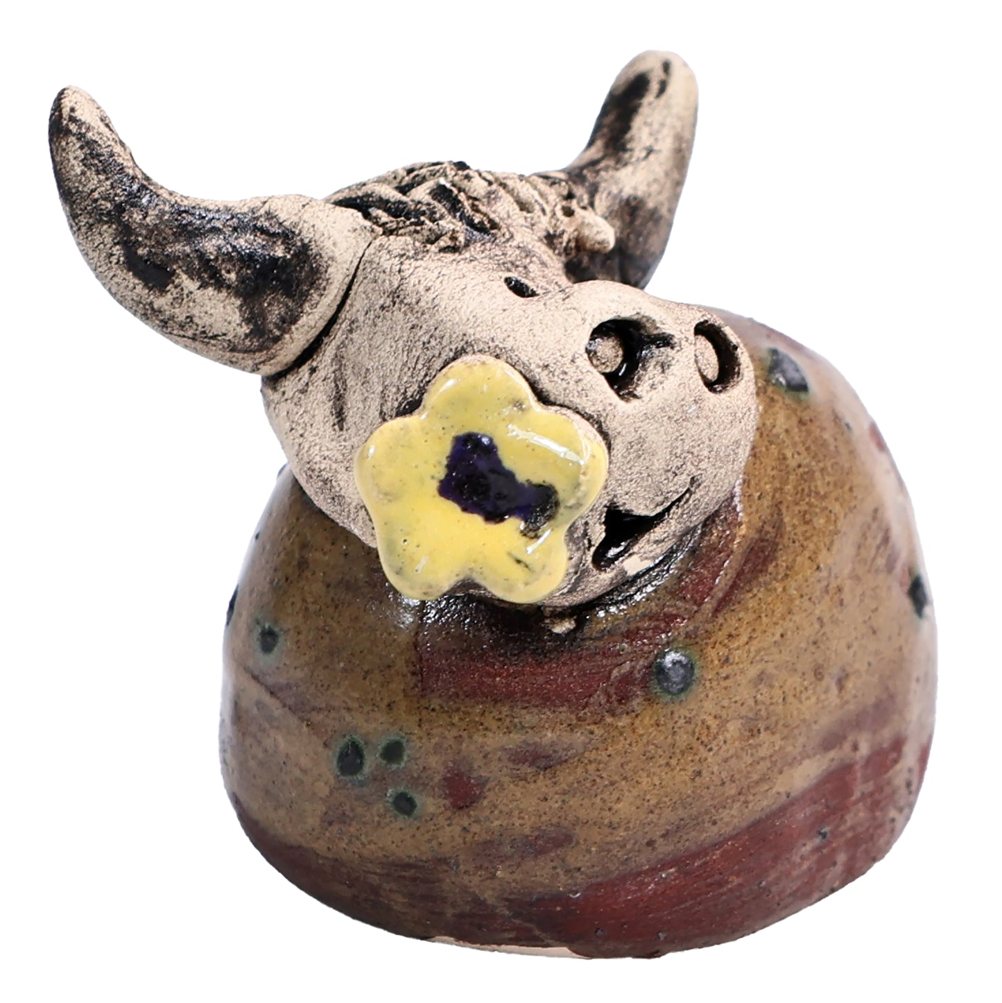 Handmade Ceramic Cute Mini Highland Cow Couple with Horns