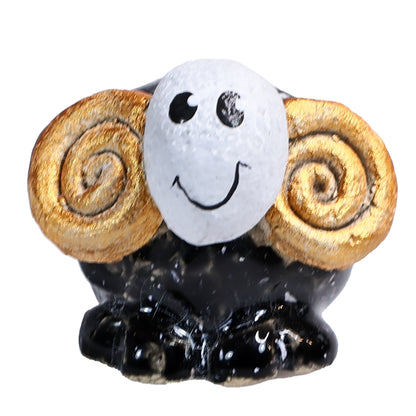 Handmade Ceramic Cute Mini Ram Couple – Quirky Smiling Duo