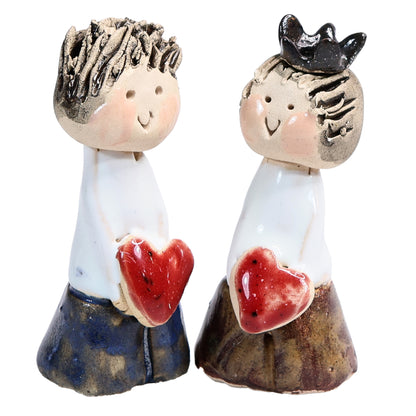 Handmade Ceramic Mini Happy Couple Holding Heart