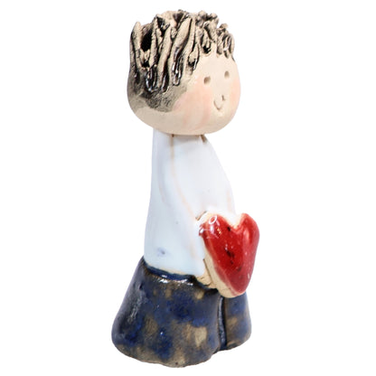 Handmade Ceramic Mini Happy Couple Holding Heart