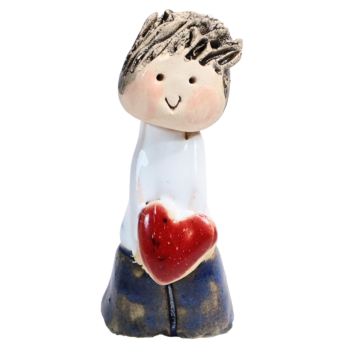 Handmade Ceramic Mini Happy Couple Holding Heart