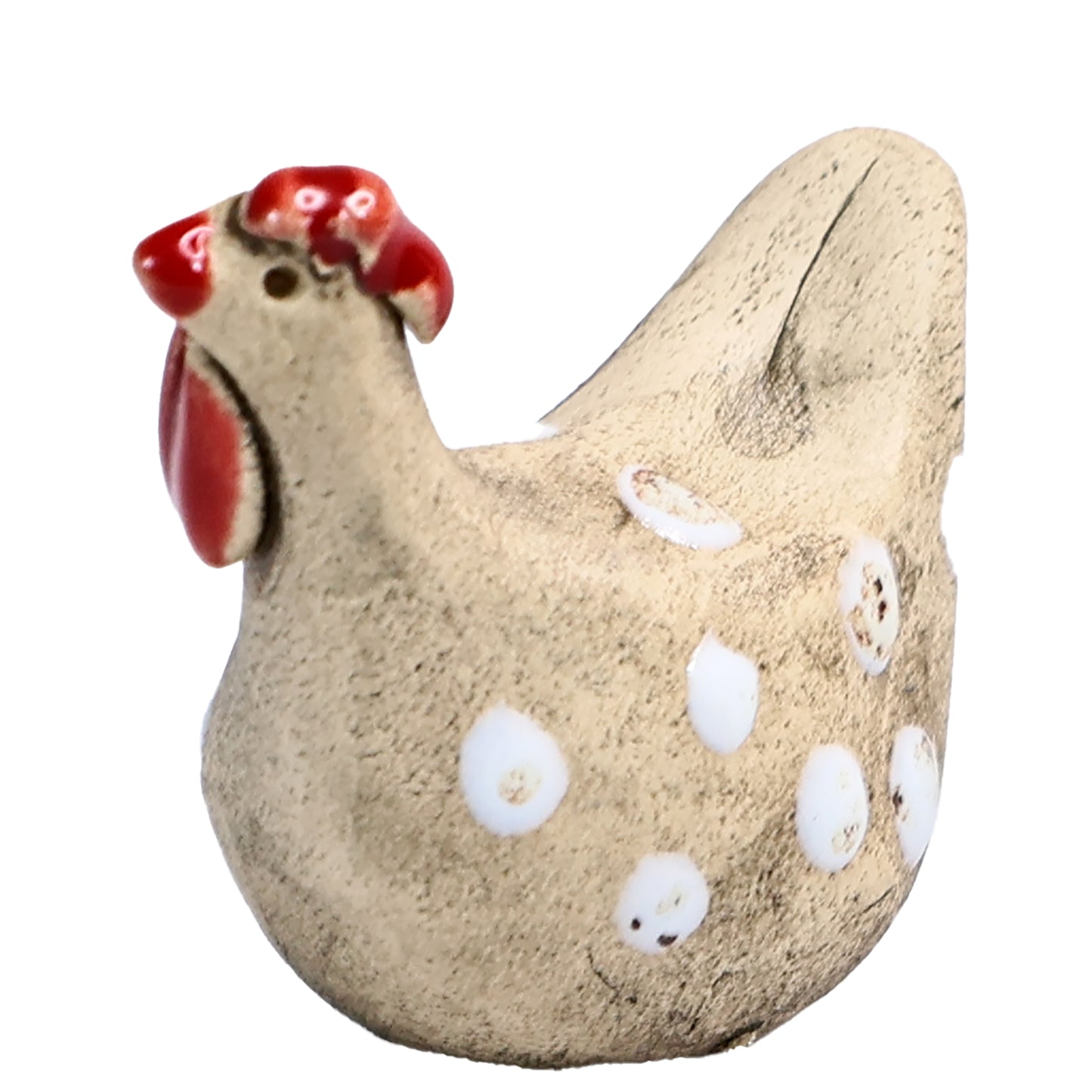 Handmade Ceramic Mini Chicken Couple, Colourful and Spotty
