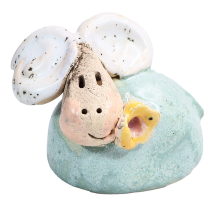 Handmade Ceramic Ram Couple in White & Turquoise