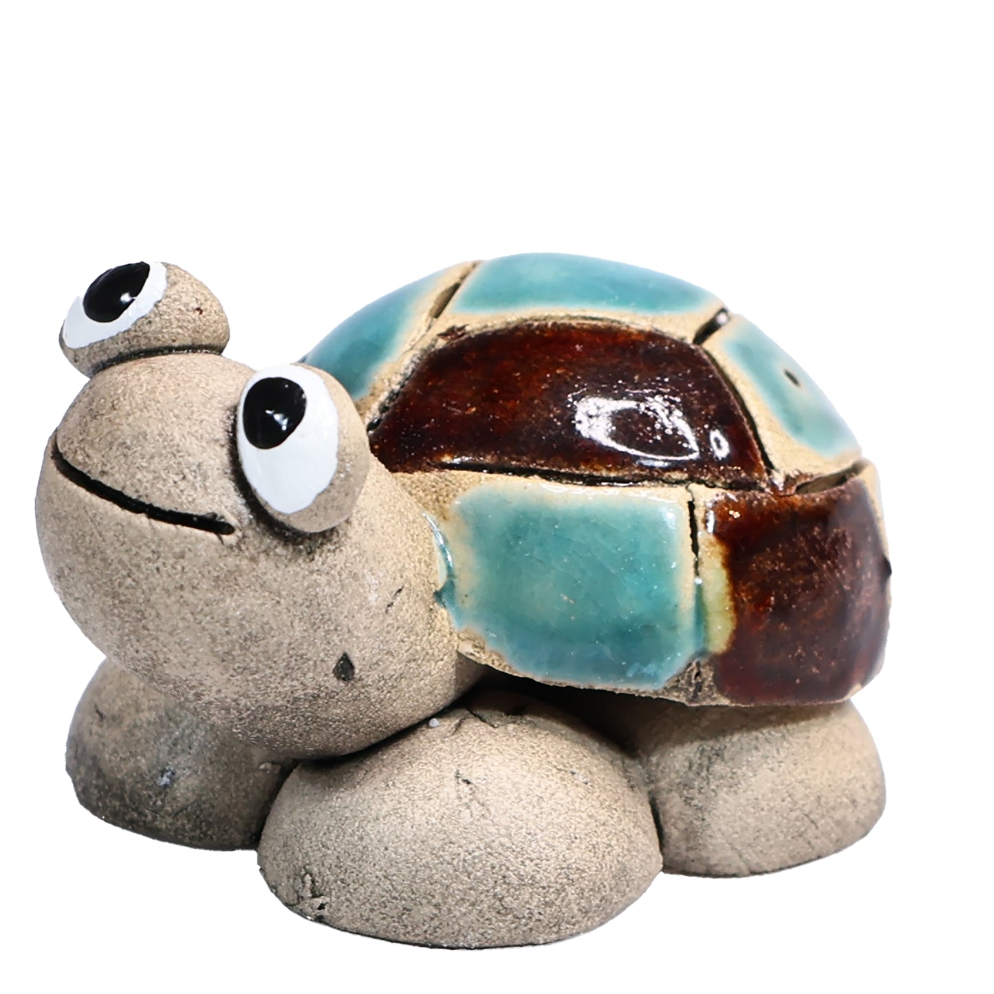 Handmade Ceramic Tortoise Couple in Yellow & Blue