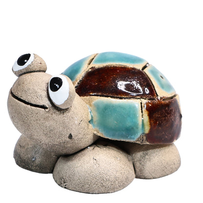 Handmade Ceramic Tortoise Couple in Yellow & Blue