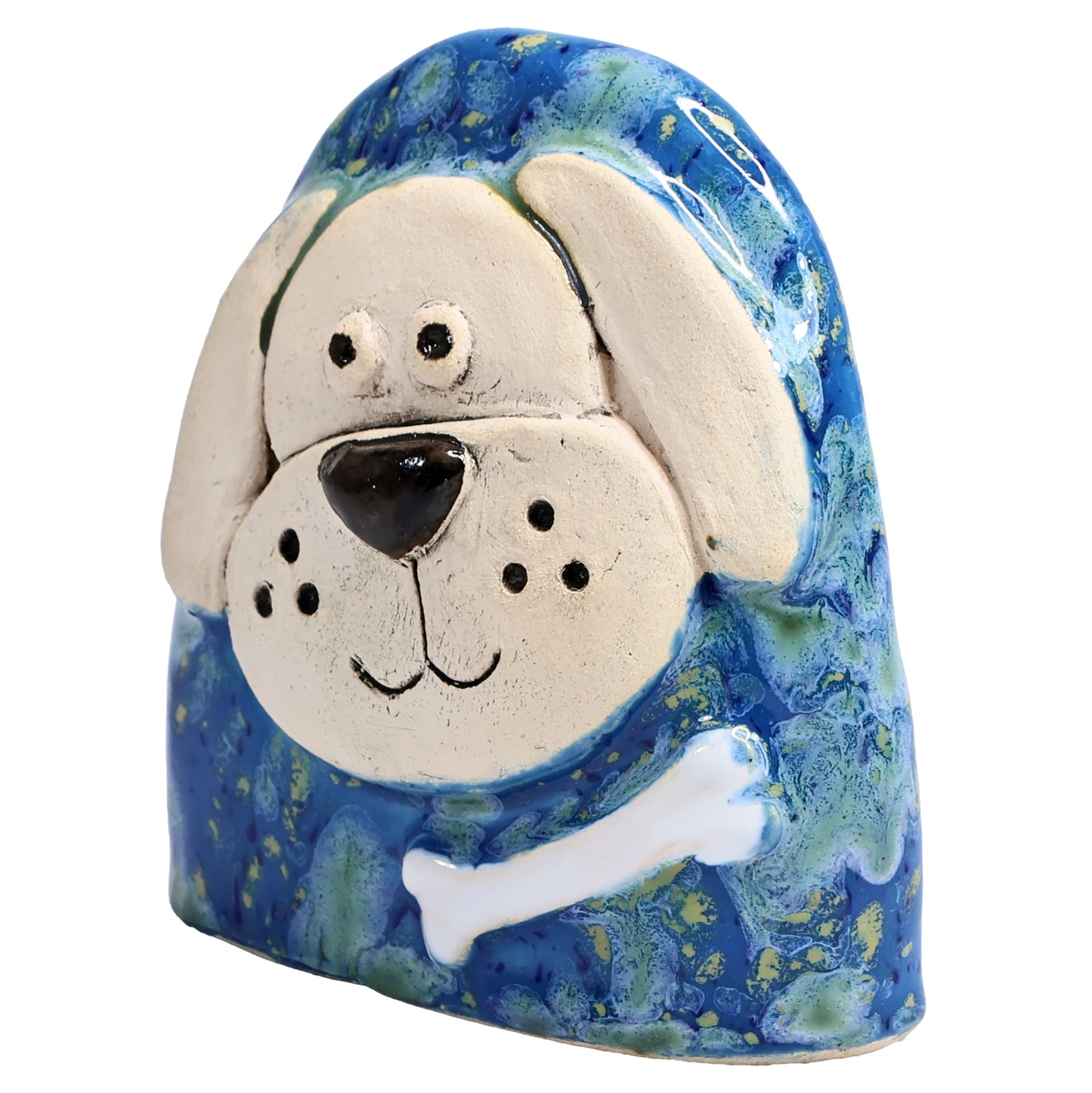 Charming Character of Handmade Ceramic Dog with Bone
