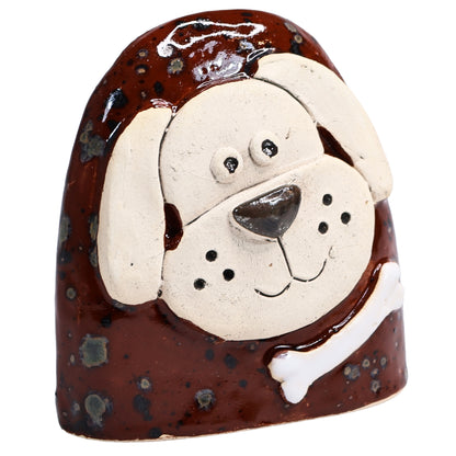 Charming Character of Handmade Ceramic Dog with Bone