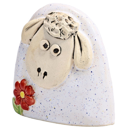 Charming Character of Handmade Ceramic Sheep with Flower