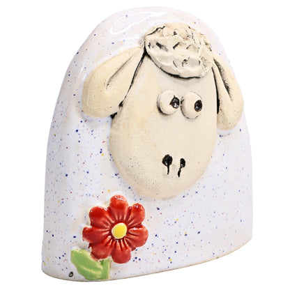 Charming Character of Handmade Ceramic Sheep with Flower