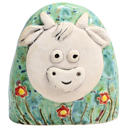 Charming Character of Handmade Highland Cow with Flowers
