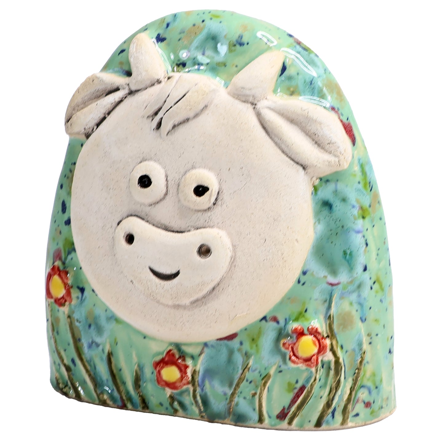 Charming Character of Handmade Highland Cow with Flowers