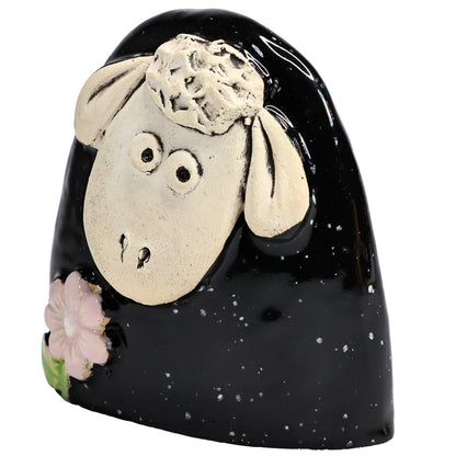 Charming Character of Handmade Ceramic Sheep with Flower